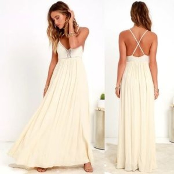 Lulus Dresses & Skirts - Lulus Crochet Cream Maxi Dress Size M